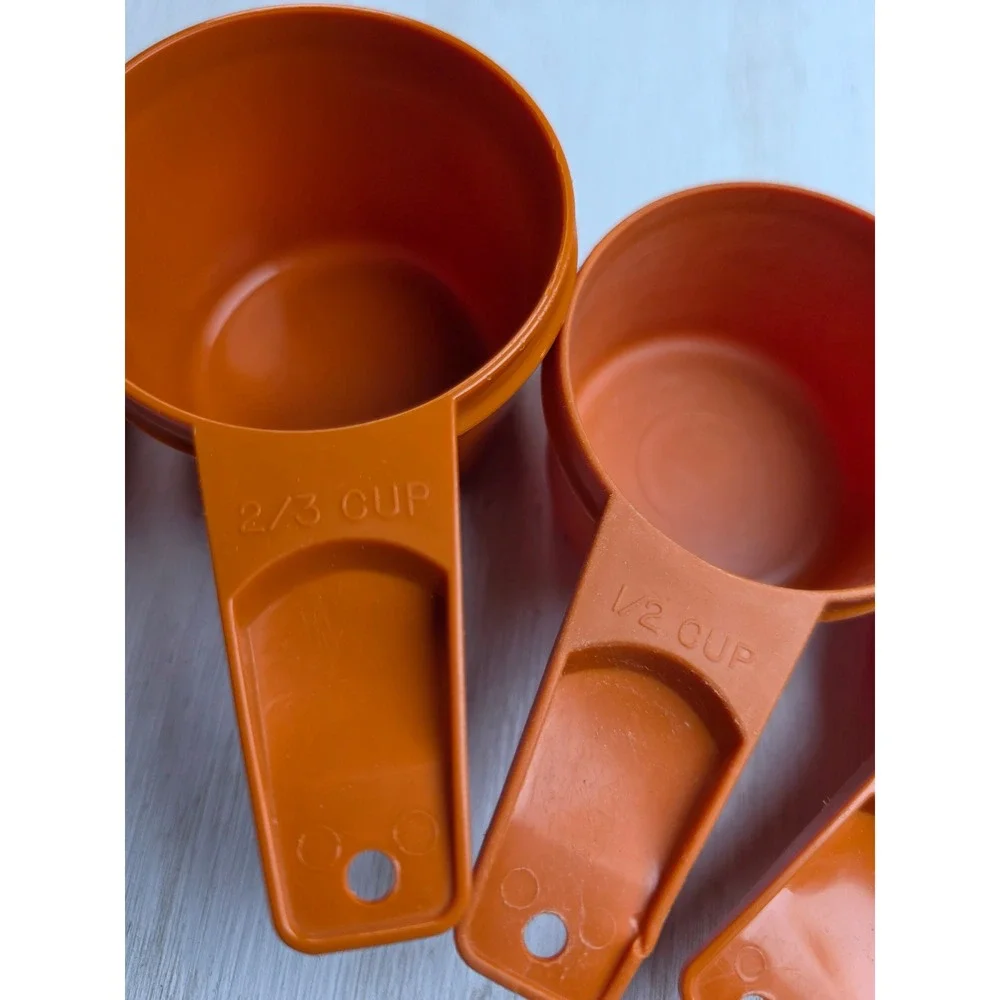 Vintage Tupperware Measuring Cup Set 4pc Burnt Orange Retro Kitchen 70s Boho